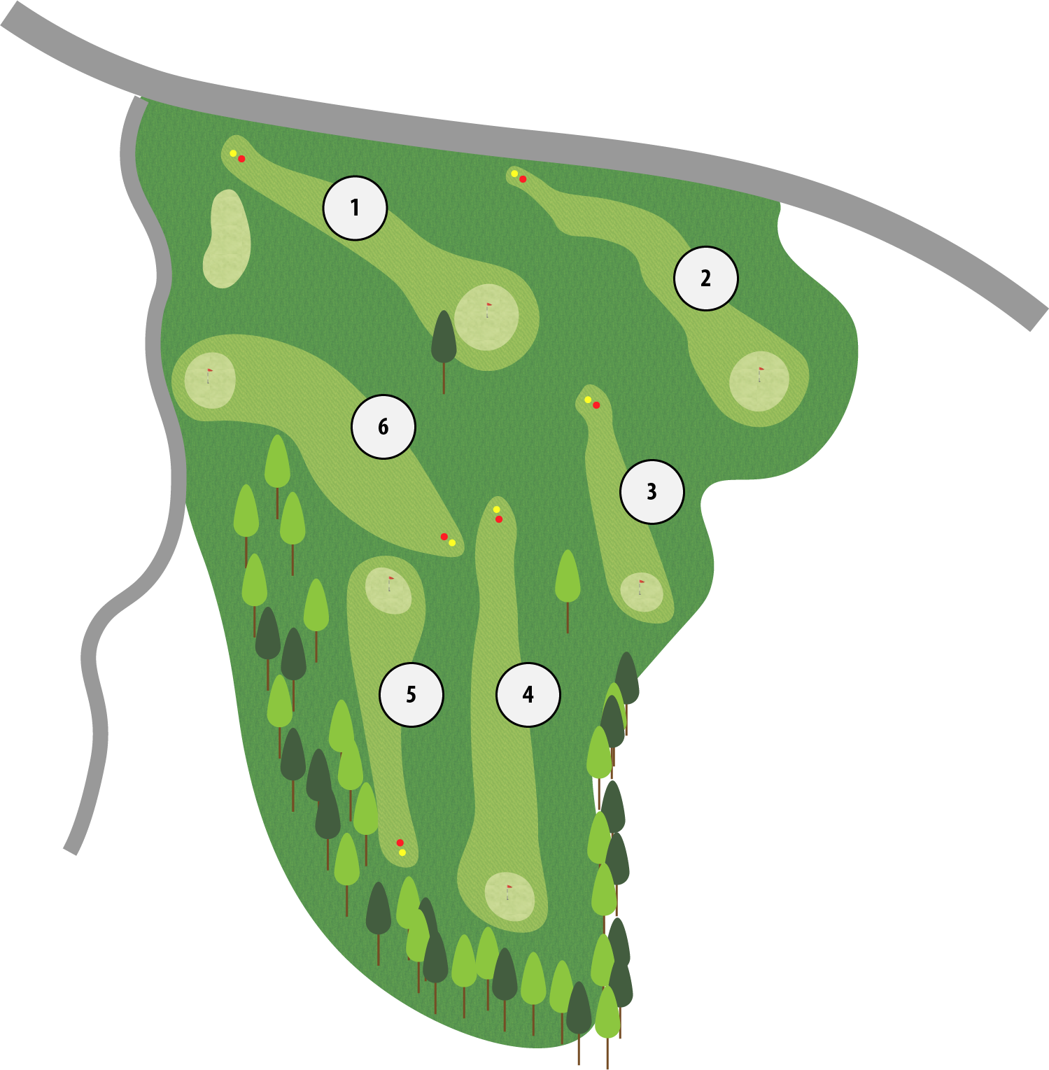 Banekart 6-Hulls Kortbane