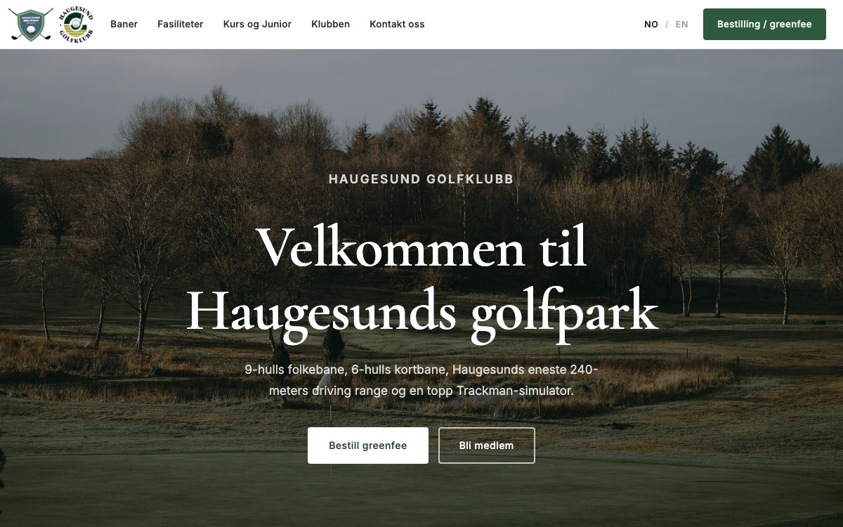 Forhåndsvisning av Haugesund Golfklubb-nettsidekonseptet