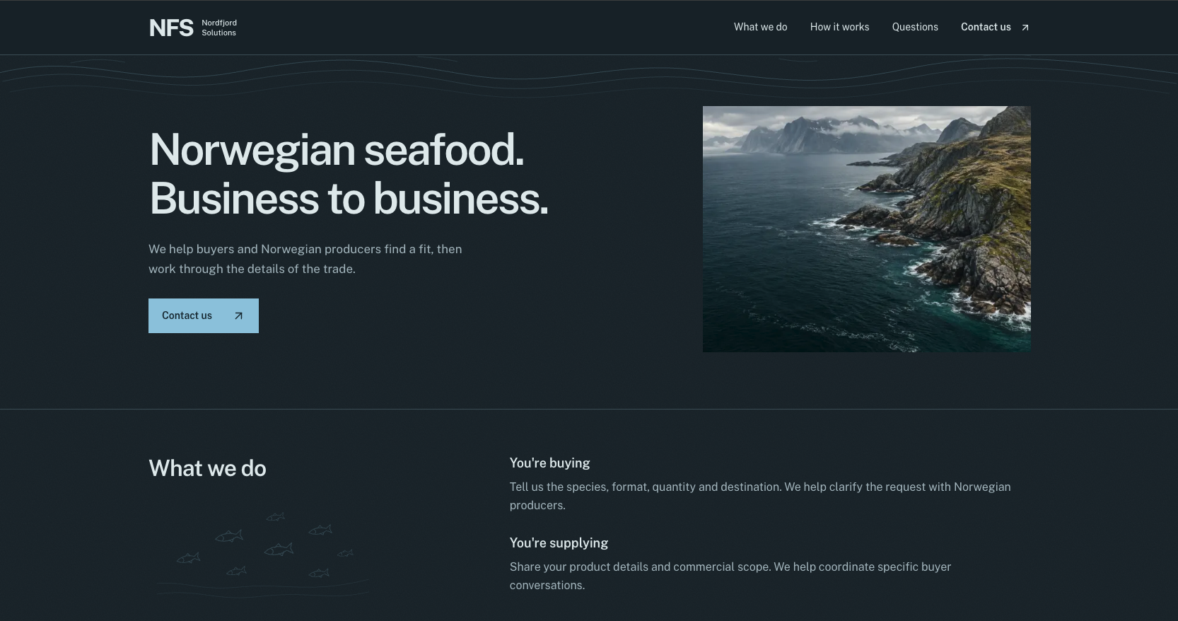 Forhåndsvisning av Nordfjord Solutions-nettsiden
